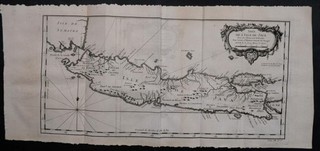 JAVA INDONESIA 1750 BELLIN UNUSUAL ANTIQUE ORIGINAL COPPER ENGRAVED MAP
