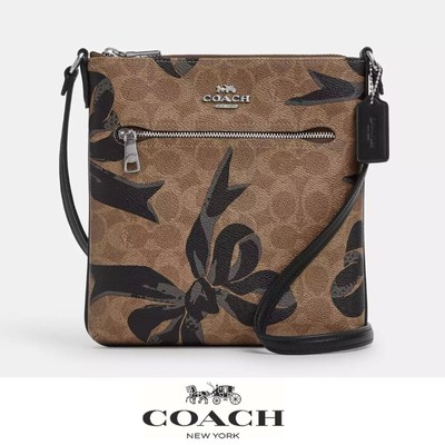 NWT🎁 Coach Mini Rowan File Bag In Signature Canvas With Bow Print