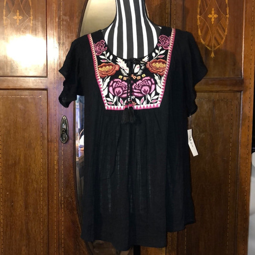 Style & Co Travelers Boho Hippie CottageCore Goth Schmetterling Sommer Top - Bild 1 von 5