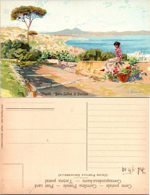Napoli Dalla Collina di Posillipo Vintage Italy Scenic Postcard E Brancaccio