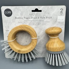 Core Bamboo Veggie Brush & Palm Brush 2-piece set New!