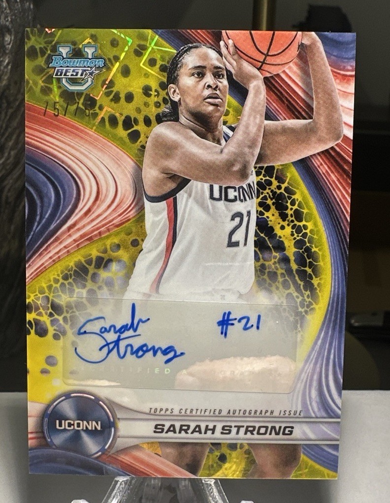 2024-25 Bowman Best U Auto Yellow Lazer Sarah Strong 75/75 UCONN B24-SS