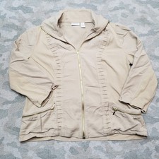 Zenergy By Chico's Jacket Womens 1 Brown Full Zip Long Sleeve Windbreaker