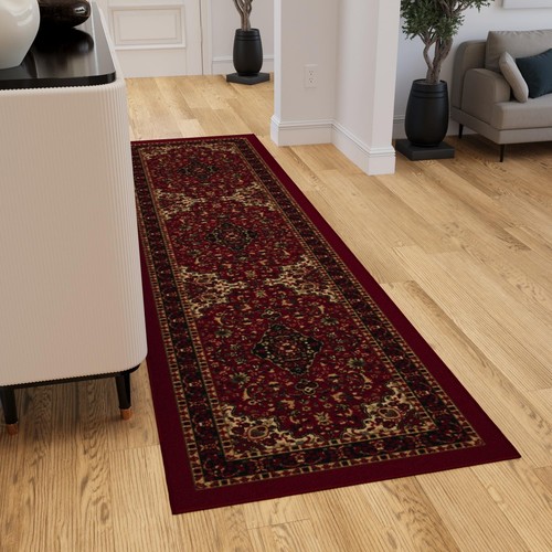 Ottomanson Hallway Runner Rug 2'7" x 9'10" Non Slip Oriental Area Rugs Easy t...