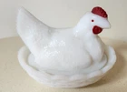 Vintage Westmoreland White Milk Glass 3.5 inch Hen on Nest