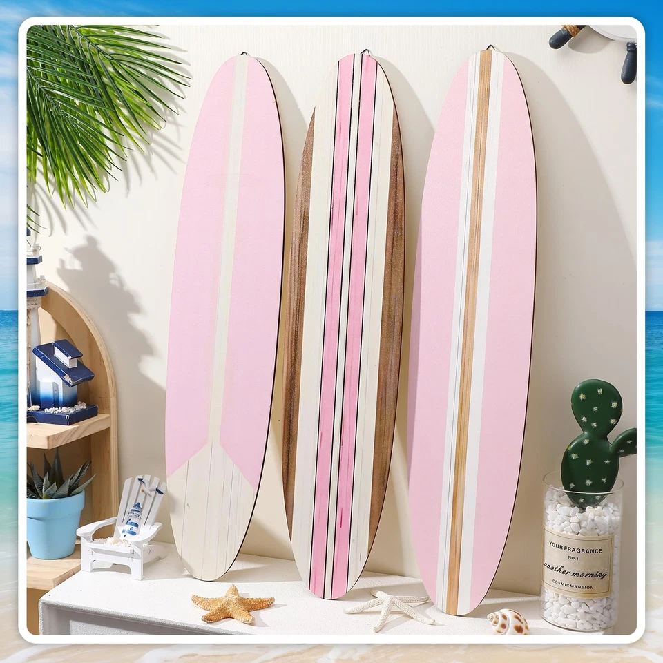 3 peças decoração de parede prancha de surf 23,6" x 5,4" decoração de quarto de praia preppy estética... - Imagem 3 de 4