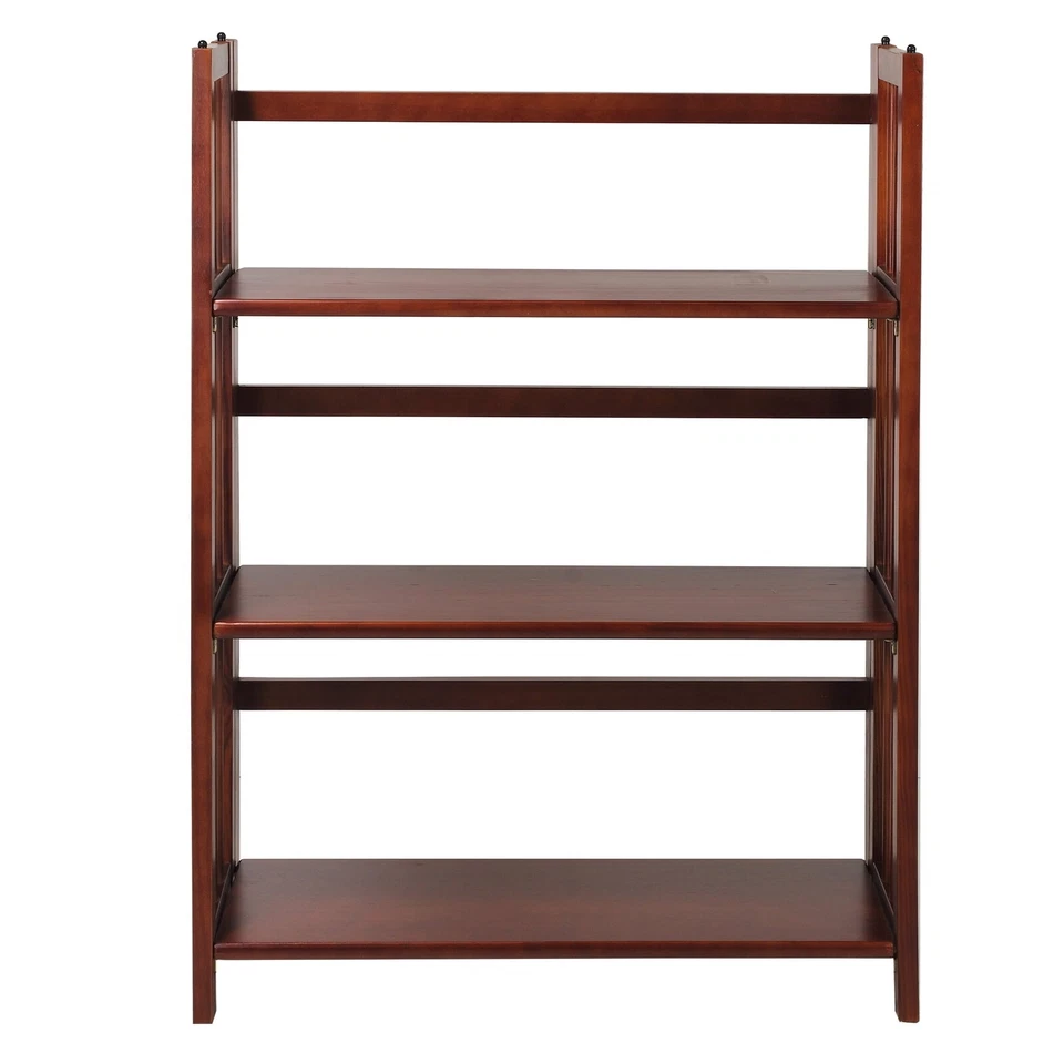 3-Shelf Folding Stackable Bookcase Organizer Rack Shelf 27.5 in New - Image 2 of 4
