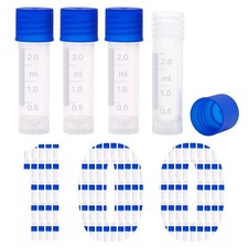 100 Pcs 2ml Small Vials with Screw Caps Centrifuge Tubes Plastic Sample Tubes...