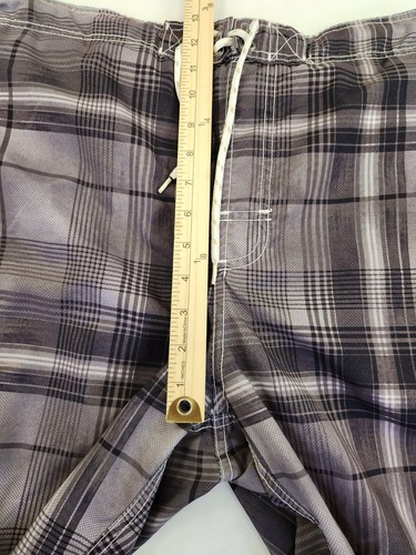 Paradise Collection Mens L Plaid Swim Short Trunks Boardshorts Gray Pockets - Picture 3 of 8