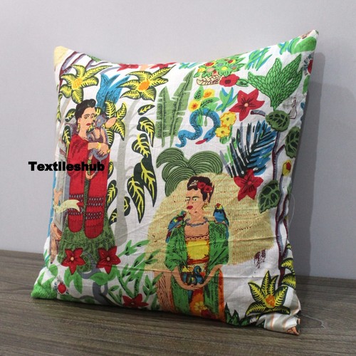 Indian All Size Décor Frida Kahlo Printed Cotton Cushion Cover Throw Pillow Case - Picture 25 of 41