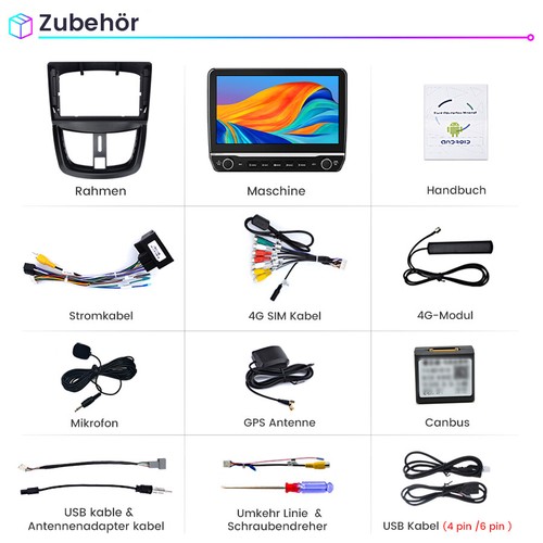 10.1" Android 13 6+128G Für Peugeot 207 2006-2015 Autoradio BT Carplay DAB+ WIFI - Bild 12 von 12