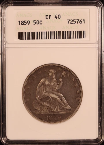1859-P Seated Liberty Half Dollar - ANACS XF40 - Exceptional Original Surfaces!
