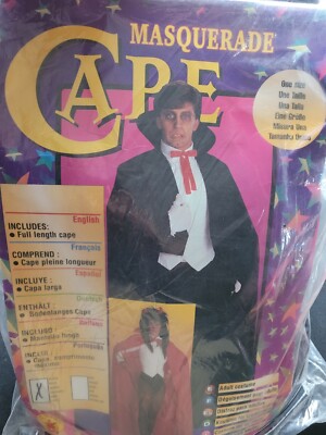 Adult Halloween Horror Costume Masquerade Cape Black Vampire 
