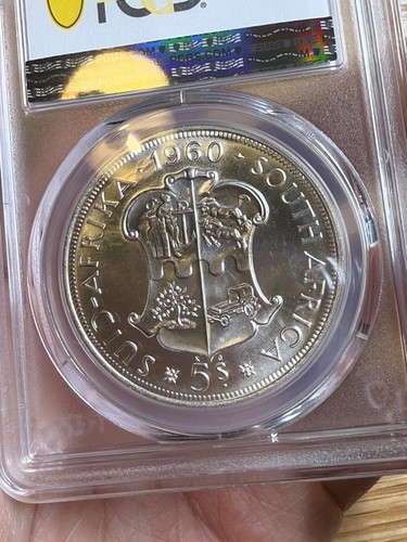 1960 South Africa Silver 5 Shillings, 50th Anniversary, PCGS PL-67 - Afbeelding 10 van 11