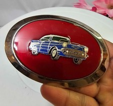 Vtg Silvertone Chevy Chevrolet Belt Buckle Red Blue Enamel- B2