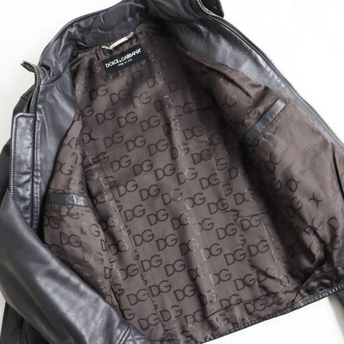 DOLCE & GABBANA Lambskin Single Rider Leather Jacket Dark Gray 44 - Picture 3 of 9