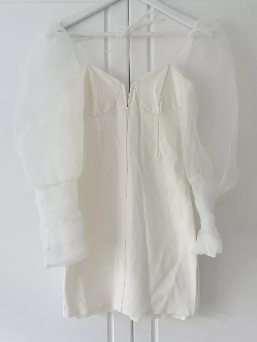 OFF WHITE MESH SLEEVE DRESS STRETCHY 8 TOPSHOP PRETTY PARTY CLUB