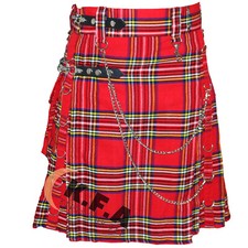 Royal Stewart Stud Utility Kilt With Detachable Pockets  Chain US Seller 