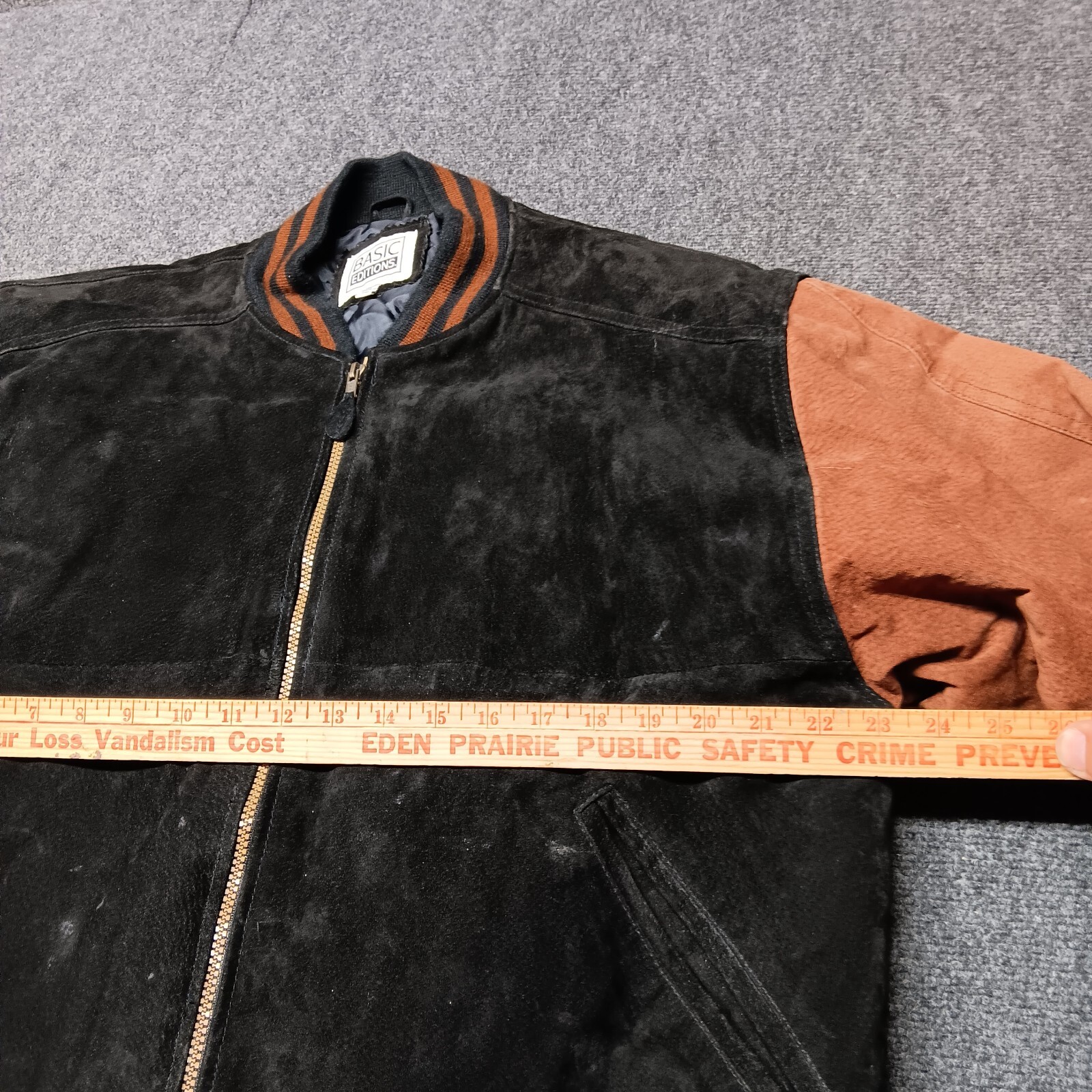 Vintage Basic Editions Leather Stadium Jacket Adu… - image 5