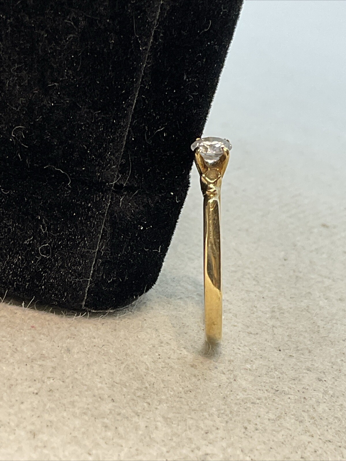 ELEGANT Solid 13K Yellow Gold Solitaire Round Whi… - image 19