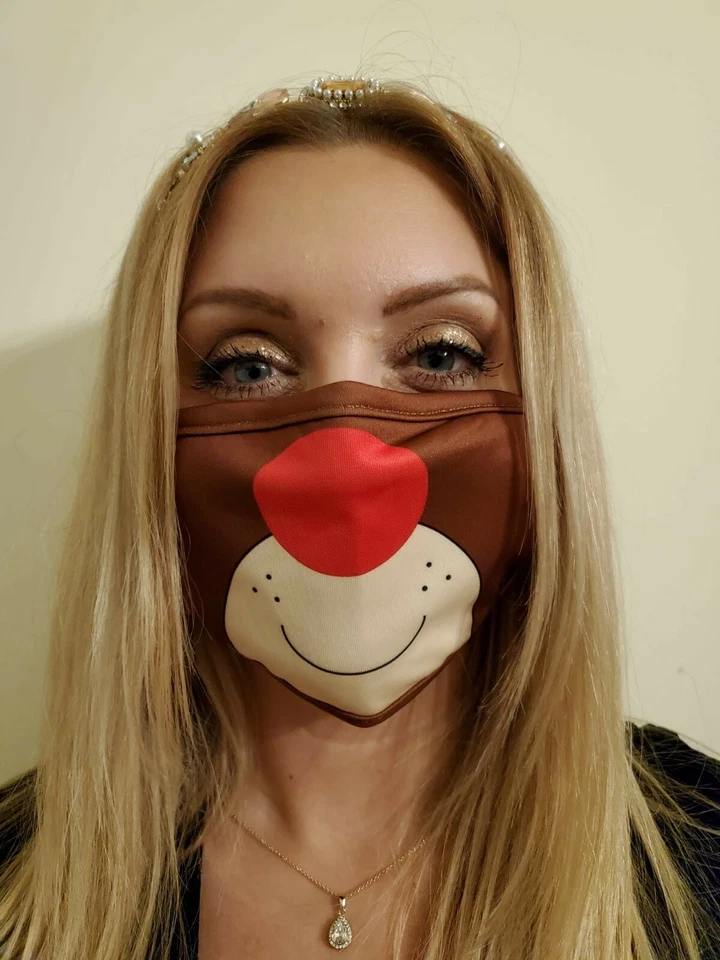 Rudolph Christmas face mask!  Smiley Red nosed Reindeer with filter. £10 for 2 - Image 2 of 4