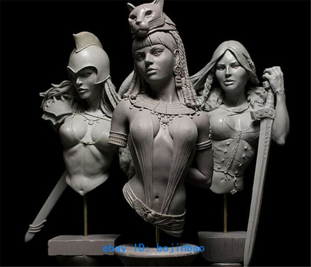3pcs 1/10 Scale Female Warrior Bust Unpainted Resin Model Kits