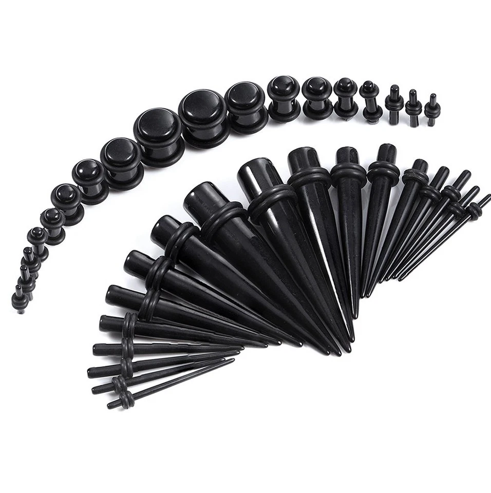 24-36Pcs Ear Stretching Kit Acrylic Taper Plugs Piercing Beginner Gauges 14G-00G - Image 2 of 4