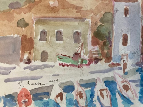 Schönes Gemälde auf Papier Aquarell Calanques Port Miou Georges Massa - Bild 5 von 10