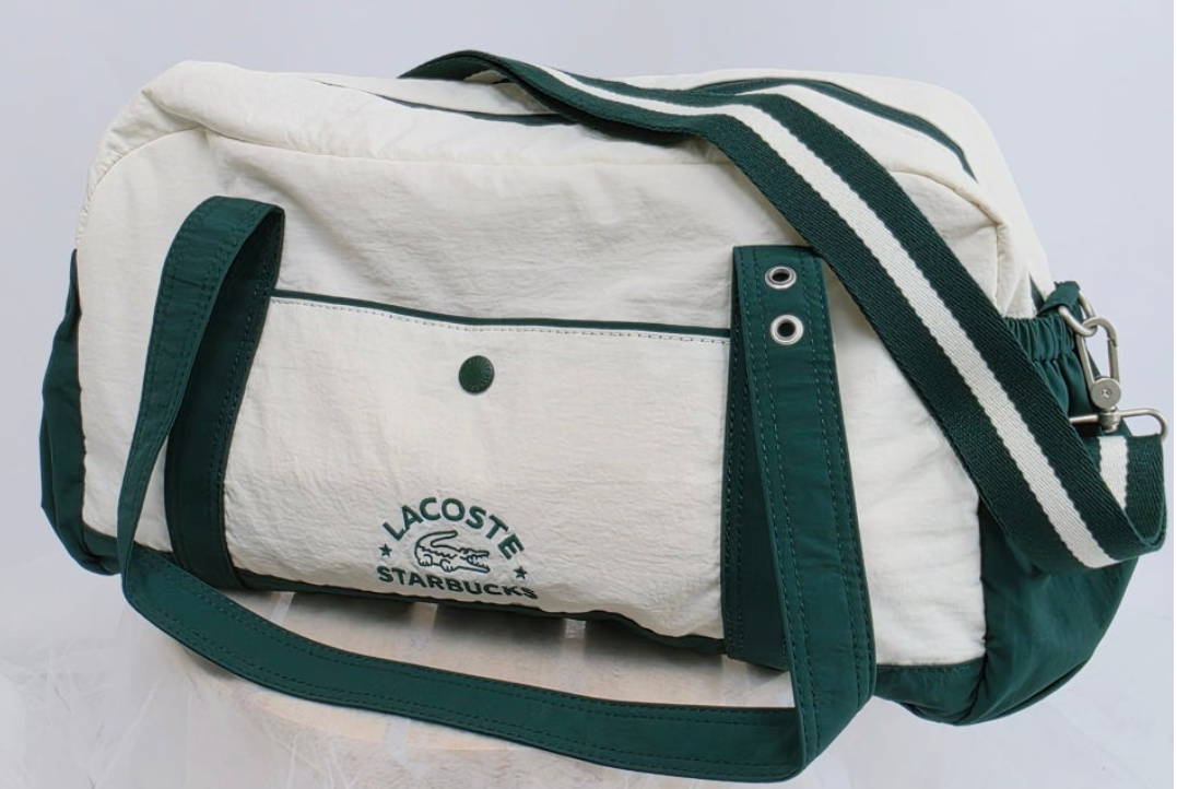 Starbucks x Lacoste Tote Shoulder Bag Green Nylon Limited