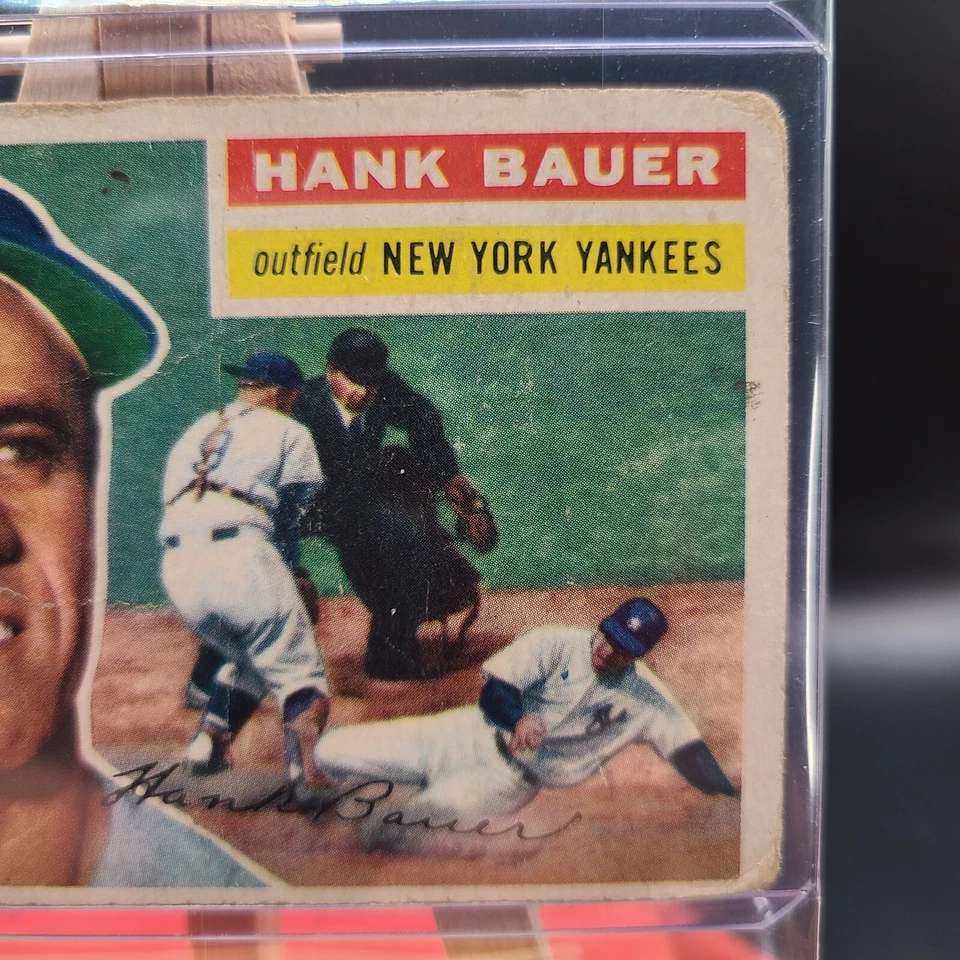 Hank Bauer 1955 Topps Baseball Card # 177 NY Yankees Nice Lower Grade Crease - Изображение 4 из 4