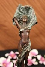 100% Solid Bronze by Erte Wind Beneath Hand Made Masterpiece Nude Figure Decor