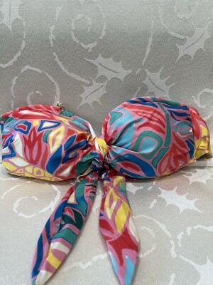 Watercolors By Kenny Flowers Tie Front Bandeau Top The Columbia Sz M $78MSRP