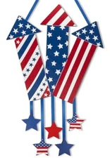 4th of July Decoration Wood Door Wall Signs, Wooden Firecracker Large Blue