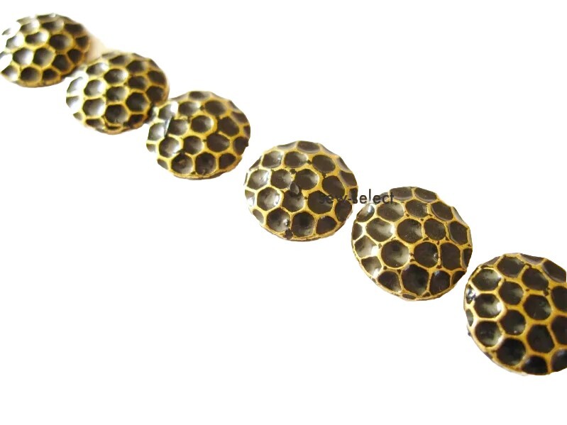 100 HONEYCOMB UPHOLSTERY NAILS FURNITURE BRASS  BLACK STUDS golf ball tacks