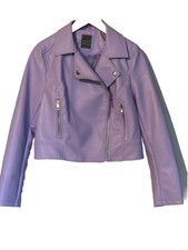 Primary Lavender Faux Leather Jacket With Zippers . Size 6