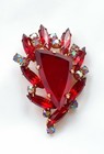 brooch, 2.25 inches Red rhinestones vintage