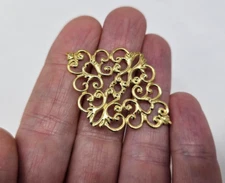 12 pcs Filigree Diamond Shaped Charms Gold Metal Craft Jewelry Accents Findings