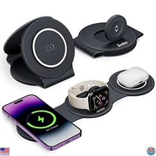 3-in-1 Wireless Charging Station for iPhone, Apple Watch & AirPods, 18W Travel