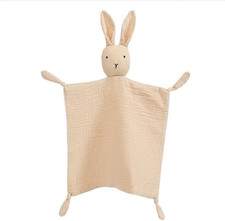 Organic Cotton Muslin Lovey Blanket, Organic Cotton Muslin Bunny Security Blanke