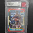 Mychal Thompson Signed 1986-87 Fleer #111 BGS 9 AUTO Jersey Fusion GU Patch