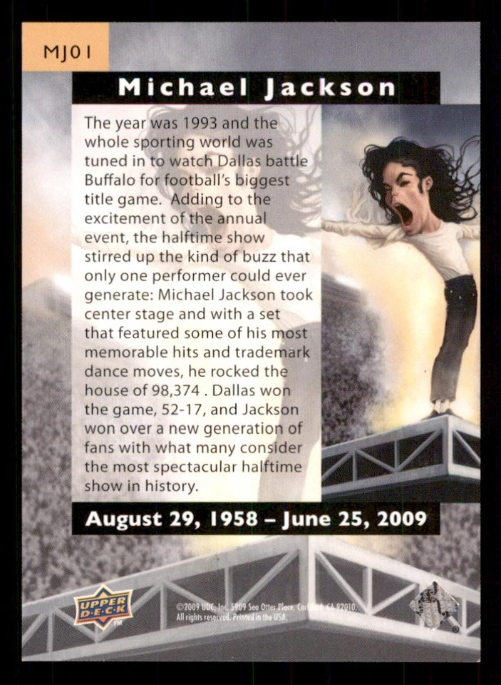 2009 Upper Deck X Icons Michael Jackson #MJ1 Michael Jackson - Image 2 of 2