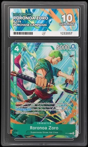 Roronoa Zoro P-114 Event Exclusive ACE GRADED 10 One Piece Card English