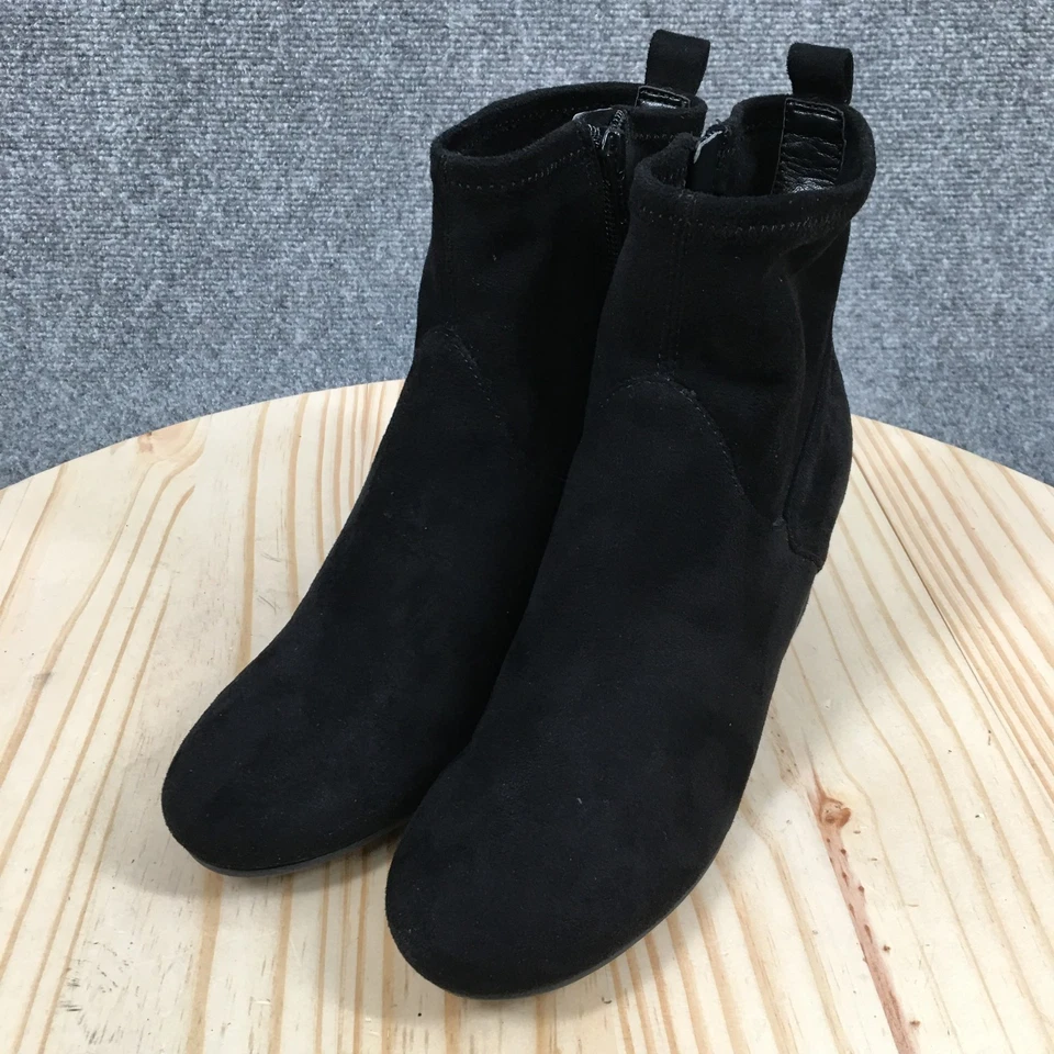 Botas Nine West para mujer 6,5 M Goal Keep botín al tobillo negro cremallera lateral tacones bloque Foto 3 de 4