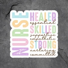 Nurse Strong sticker vinyl decal healer pink ribbon breast cancer awareness 