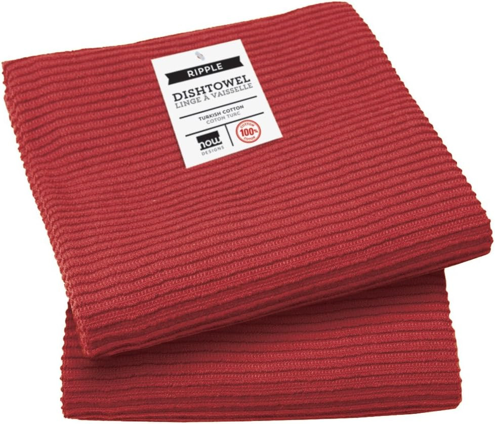 Ripple Kitchen Towel, Set of 2, Carmine