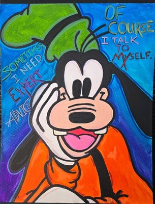 Goofy Inspired Original Painting 11x14 Canvas Paper Pop Art Quote Wall Art