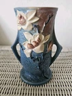 Vintage 1943 Roseville Pottery Magnolia Blue Handled Vase #88-6 - AS IS