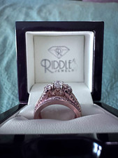 Riddle's Jewelry 14k Two-Tone Yellow/Rose Gold Diamond Wedding Set Sz 7 AGS