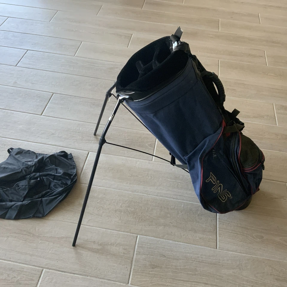 Vintage 2000’s PING Hoofer 2 Golf Bag Stand Alone  4-Way Red & Blue With Straps - Image 2 of 4