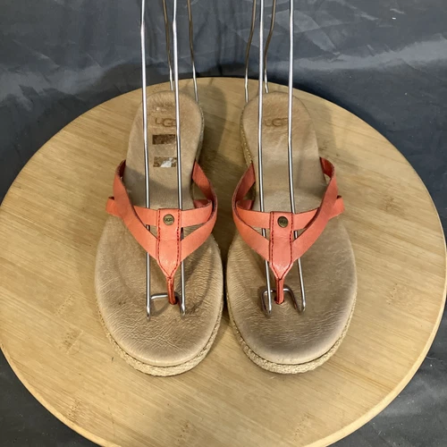 UGG ANNICE Sandalo perizoma donna 6 37 tango rosso pelle cinturino scarpe infradito